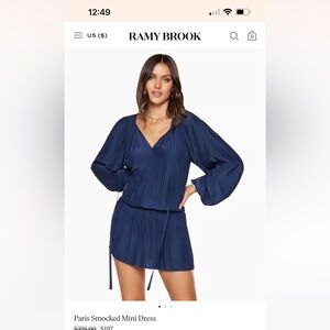Ramy Brook long sleeve navy blue dress worn once